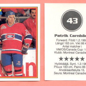 1993 Semic Sweden #43-Patrik Carnback