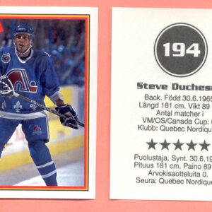 1993 Semic Sweden #194-Steve Duchesne