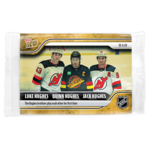 2023-24 TOPPS NOW /1 Gold Ice Parallel  #53- Luke Hughes/ Quinn Hughes 2/ Jack Hughes 2 (1 of 1)