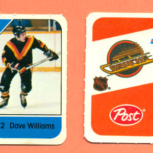 1982 Post Mini Cards #109-Dave-Tiger Williams