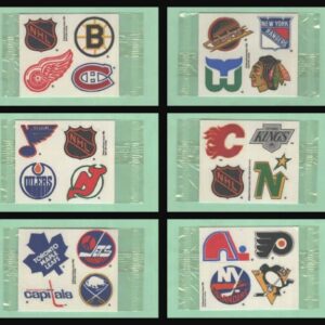 1988 Post Cereal NHL Logos Hockey Stickers Complete Set of 6 Panels