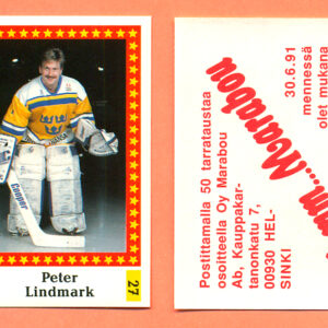 1991 Semic Finland #27-Peter Lindmark