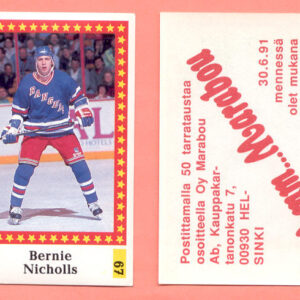 1991 Semic Finland #67-Bernie Nicholls