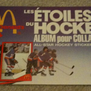 1982 McDonald's NHL Hockey Sticker Album Mike Bossy Cover