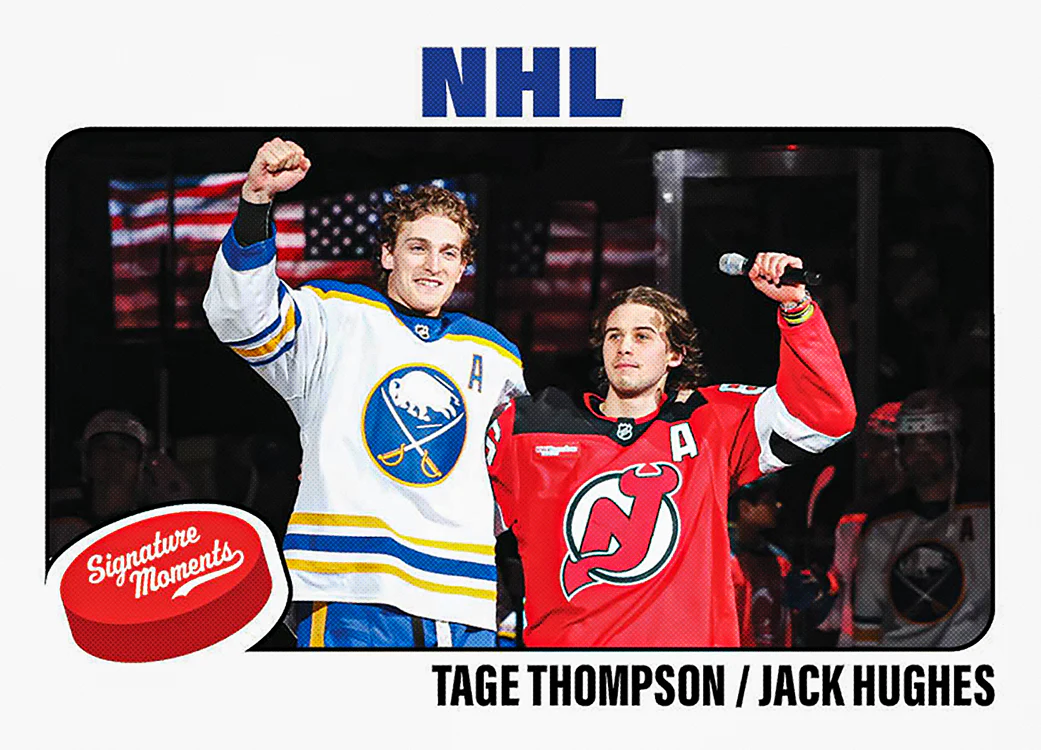 2025-26 Topps NOW Signature Moments #109 - Tage Thompson 2/ Jack Hughes (SM25)